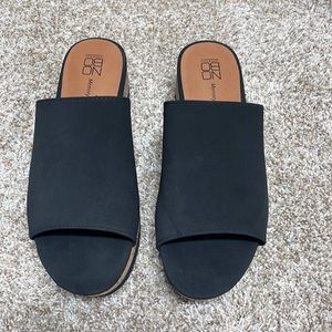 Women’s Black Wedge Mules